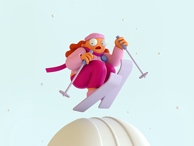 GO 21 GO! 3d character illustration mail snow