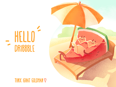 Hello Dribbble! character debut hello illustration sunny