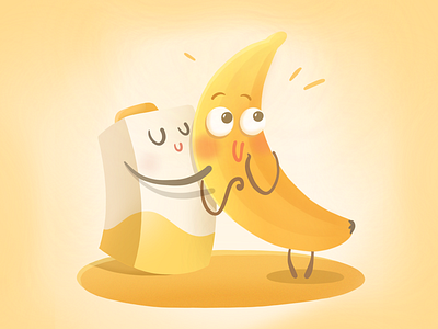 Banana juice😋 banana character food illustration yellow