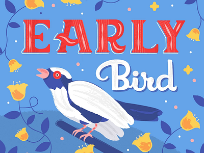Early bird illustration lettering