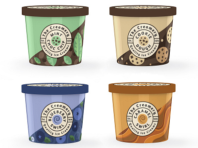 The Creamery - package design concept branding design flat illustration ice cream logo illustration logo packaging design typography vector vector lettering