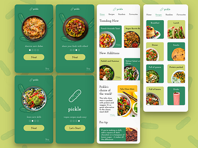 Pickle - vegan recipes made easy (part 1) design food app product design ux vegan