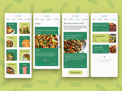 Pickle - vegan recipes made easy (part 2) design food app product design ux vegan