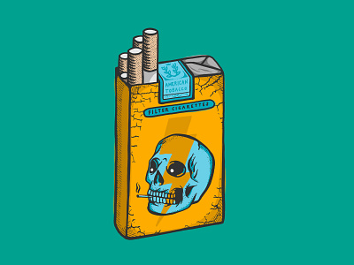 Death Cigarettes cigarette pack cigarettes color palette illustration procreate skull textures