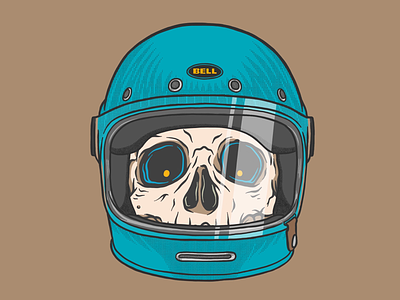 Brain Bucket brain bucket color theory illustration moto helmet motorcycles procreate skull