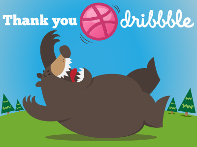 Thanks Dribbble! bear drafted illustration thanks