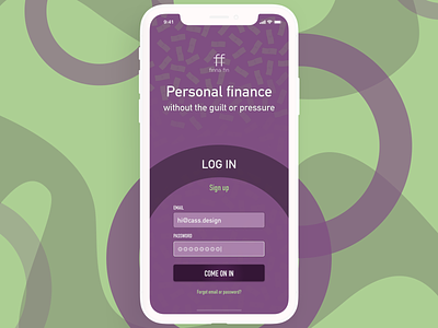 Daily UI Challenge - Personal Finance App Log in Screen apple cash finance green iphone x log in logo money personal finance purple sign in ui uidesign uipractice