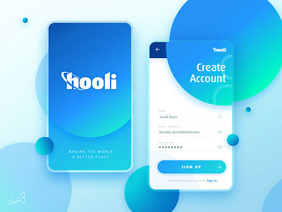 Hooli Sign Up | Daily UI Challenge #001 daily ui dailyui dailyui 001 gradient hooli material design sign in sign up silicon valley ui design uidesign