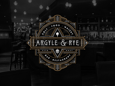 Argyle & Rye Bar Restaurant art deco brand identity pack classic food drink logo rustic vintage