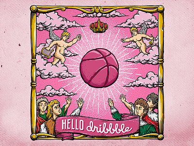 My First Shot - Hello Dribbble! antique classic debut hand drawing illustration illustrator sketch vintage