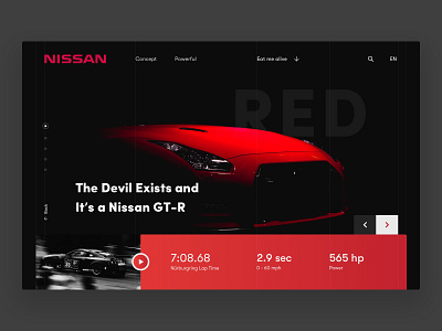 Nissan GT-R Landing Page car cars creative design design interface nissan ui uidesign user experience user interface ux uxinspiration web web design website