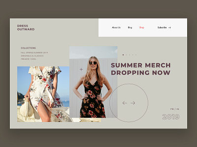 Dress Outward Home Page clean concept creative design fashion grid minimal shop ui uidesign user interface ux uxinspiration web web design website