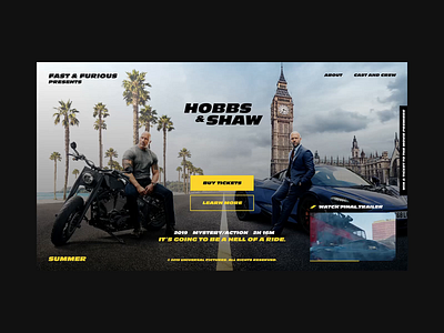 Hobbs & Shaw - Movie Landing Page Concept animation cars concept concept art design hero interface motion promo typography ui ux uxinspiration video web website