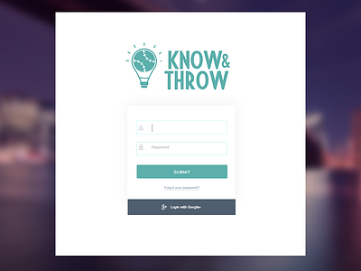 Know N Throw Login app baseball log in login logo minimal sports teal ui