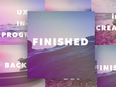 Finished bold photography pink purple status titles typography ux