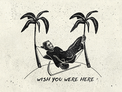 wish you were here chill death grim grim reaper hammock holiday island palm palms vacation