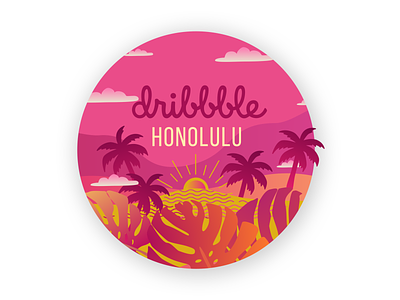 Dribbble Meetup Honolulu hawaii honolulu meetup palm palm beach palm tree sun tropical vector