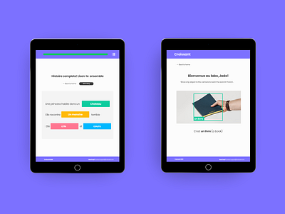 Croissant smart language learning app children colorful design design digital fun kids language learning ux vector visual design web website