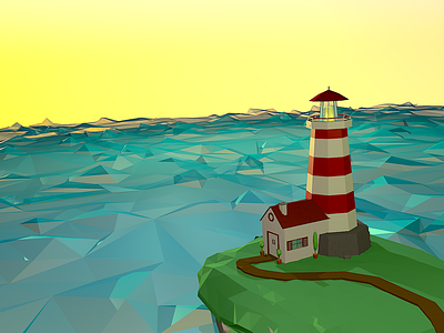 Low-Poly Lighthouse 3d 3d art branding design illustration low-poly lowpoly web