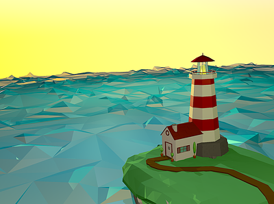 Low-Poly Lighthouse 3d 3d art branding design illustration low poly lowpoly web