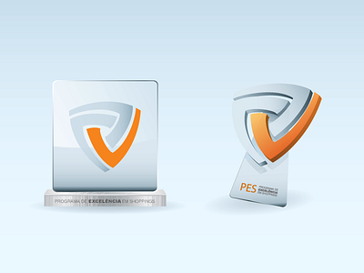 PES Trophies concept glass illustration metal mockup trophy vector