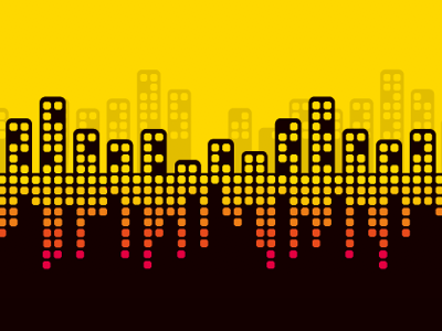 24h Party City city music night vector yellow