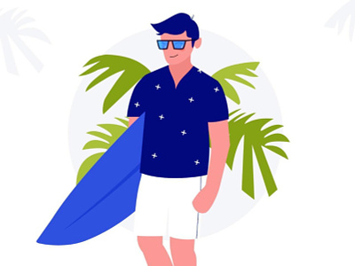 Illustration - Vacay beach mode character character design cool colors cool guy happy illustraion minimalistic positive vibes