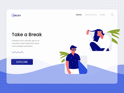 Vacay Home Page holidays homepage illustrations uidesign uiux vacay website design