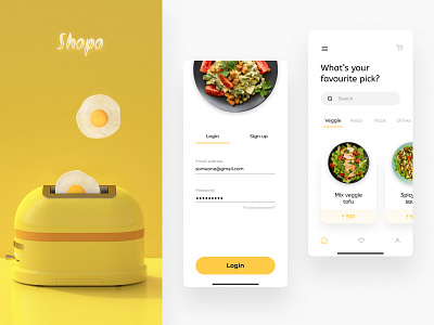 Food Delivery App app food app login page uiux yellow theme