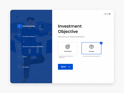 Investment Portal - KYC app blue theme branding design fintech flow illustration investment kyc portal portfolio steps ui uiux website