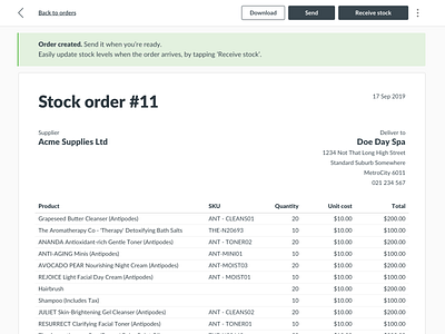 Stock order : wide app desktop order stock