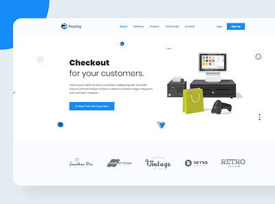 POS Landing Page Header Exploration agency brand clean clean design clean ui creative header home page landing page landingpage pos template ui design ui designer uidesign ux design website