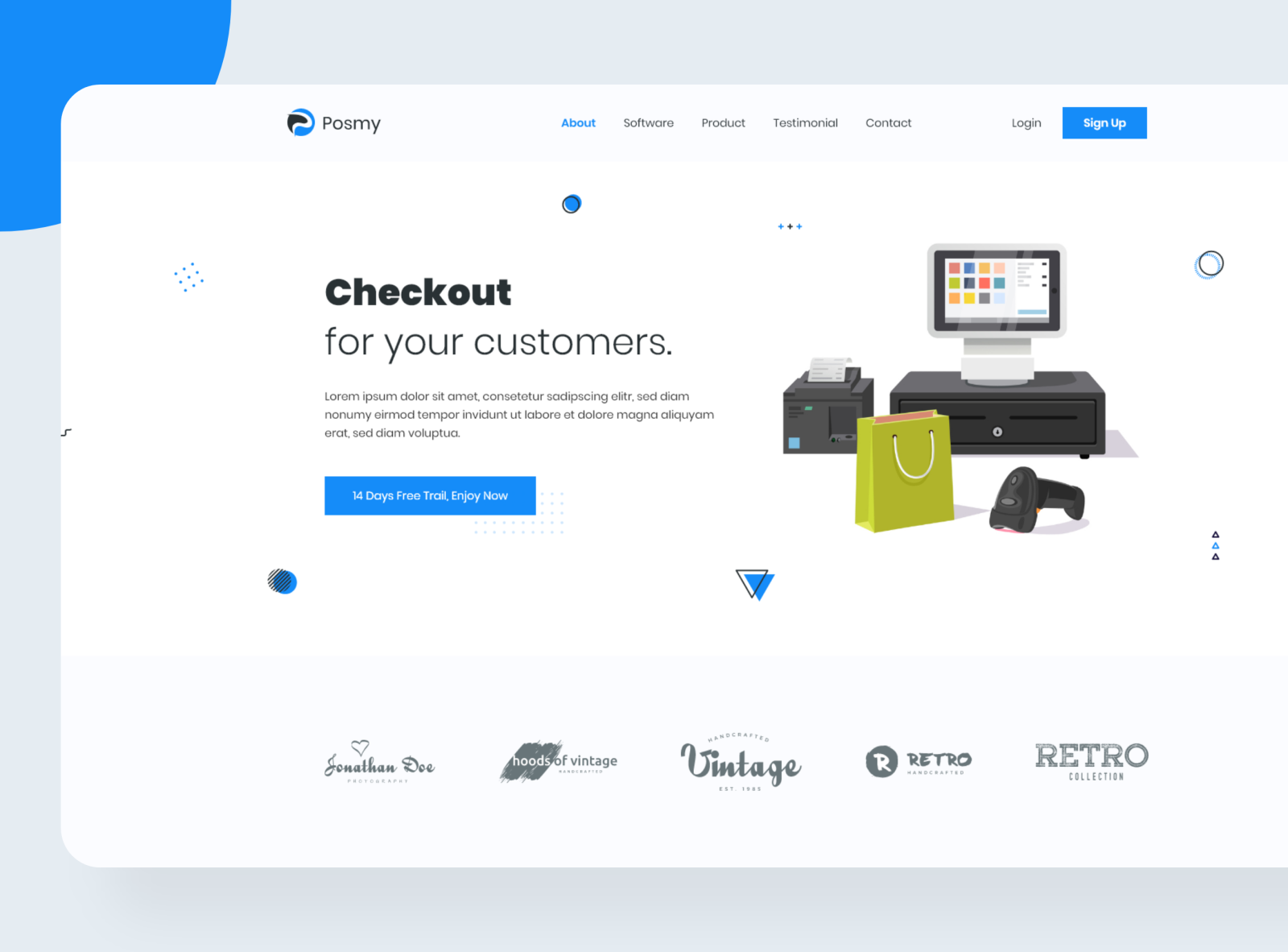 POS Landing Page Header Exploration by Mahmudul Hasan Manik on Dribbble
