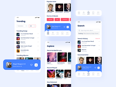 Music App app app design app ui illustration mhmanik02 minimal mobile app mobile app design mobile ui music music player player songs trending design ui ui design ui kit ui kits uidesign uiux