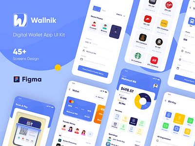 Wallnik - Digital Wallet App app app design clean creative design digital wallet finance finance app graphic design interface ios minimal mobile mobile app money transfer product typography ui ux wallet