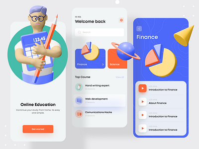 Edunik - Online Education Platform 3d 3d art agency app best dribbble shot clean course creative devignedge education elearning illustration mobile mobile app mobile app design mobile design mobile ui ui ui design uidesign