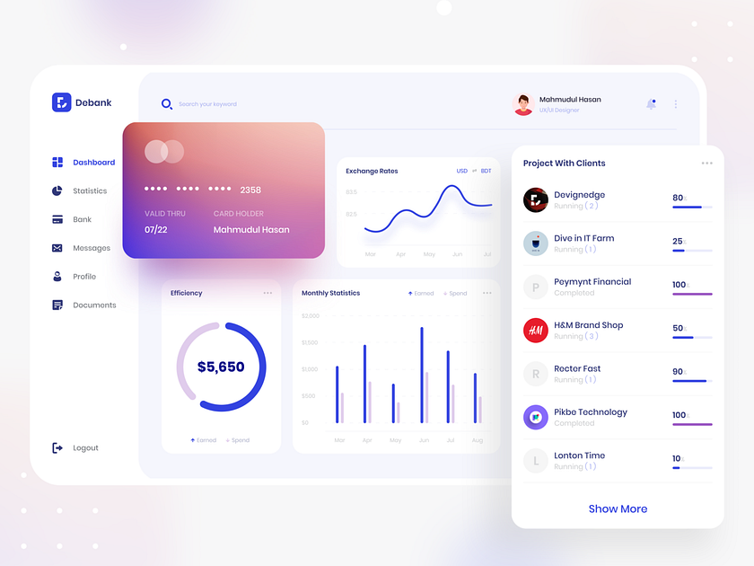 Debank | Bank Dashboard Design by Mahmudul Hasan Manik for Devignedge ...