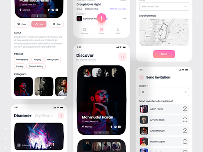 Social Communication & Dating Mobile App app app design app ui app ui design comunication dating dating app devignedge dribbble best shot event invite mobile mobile app mobile app design mobile design mobile ui profile social social app social network