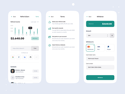 Referral Program App UI Design by Mahmudul Hasan Manik for Devignedge ...