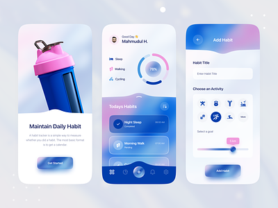 Habit Tracker Mobile App UI Design 2021 trend app best dribbble shot creative devignedge dribbble best shot excercise fitness habit habit track mhmanik02 mobile app routine top design track tracker trending design ui ui design uidesign