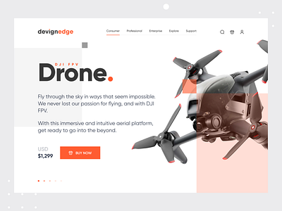 Devignedge - Drone Website Landing Page Header UI Design