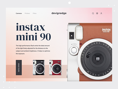 Devignedge - instax mini 90 Website Landing Page Header