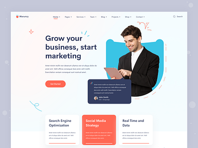 Maruncy | Marketing Agency Website Landing Page - v1 agency business creative devignedge digitak marketing email marketing landing landing page landingpage marketing marketing agency mhmanik02 minimal social media marekting startup web page web site webdesign webpage website