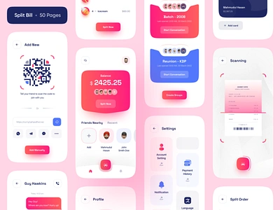 Split Bill - Mobile App iOS UI Kit app app ui kit branding creative design devignedge illustration mhmanik02 mobile app ui ui design uidesign