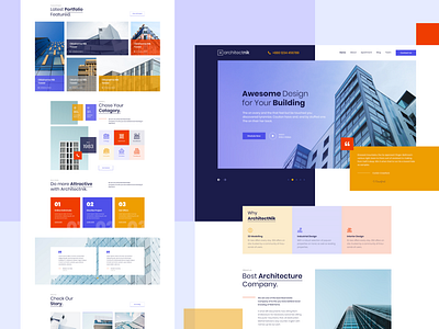 Modern Architecture & Interior Design Agency Website 2019 trend agency landing page architect architecture architecture website colorful company profile construction construction website creative interior interior design landing page modern template trend 2019 ui design uidesign website website design