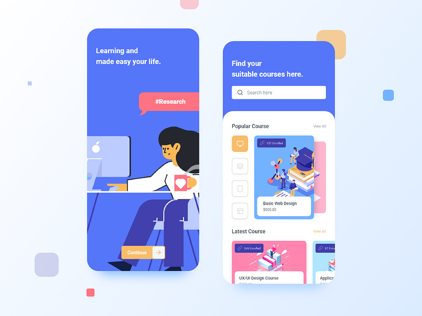 Course App UI Design by Mahmudul Hasan Manik on Dribbble