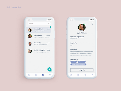 TalknWalk Therapist 2 flatdesign healthcare app mental health app mobile app mobile app design mobile application mobile apps ui uidesign uxui