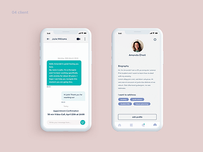 TalknWalk Client 2 design flatdesign healthcare app mental health app mentalhealth mobile app mobile app design mobile ui ui uidesign uxui