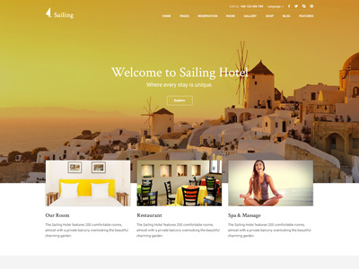 Hotel Wordpress Theme - Sailing