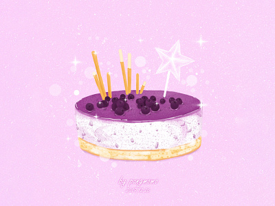 蓝莓蛋糕 Blueberry cake cake delicious design food illustration
